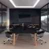 KARL CONFERENCE│Table de réunion - 14-16 personnes - 420x150 - avec trappe │Lin ou Bois noir / Chêne massif