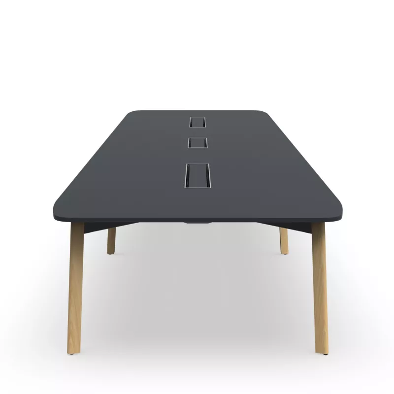 KARL CONFERENCE│Table de réunion - 18-20 personnes - 560x150 - avec trappe │Lin ou Bois noir / Chêne massif