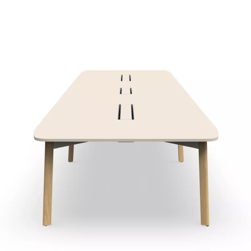 KARL CONFERENCE│Table de réunion - 18-20 personnes - 560x150 - avec trappe │Lin ou Bois noir / Chêne massif
