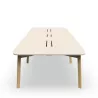 KARL CONFERENCE│Table de réunion - 18-20 personnes - 560x150 - avec trappe │Lin ou Bois noir / Chêne massif