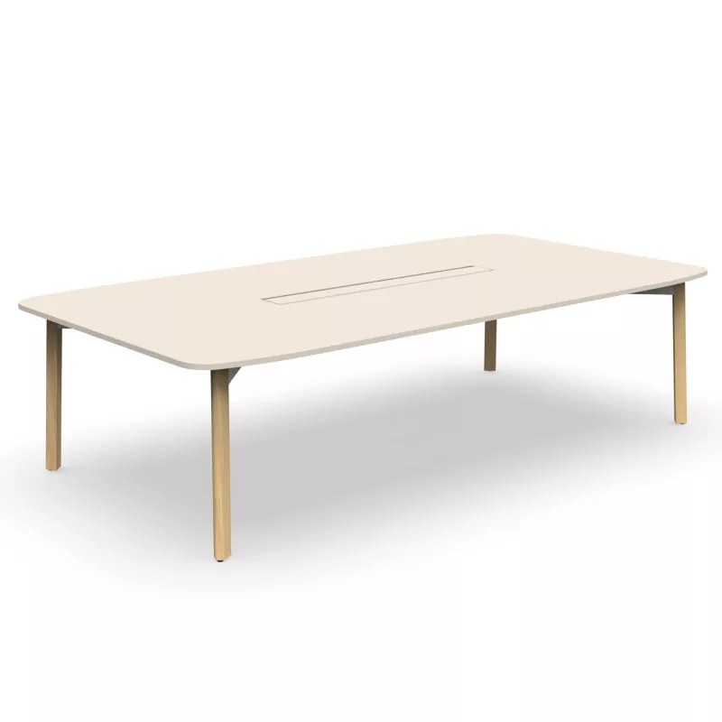 KARL CONFERENCE│Table de réunion - 10-12 personnes -  280x150 - avec trappe │Lin / Chêne massif