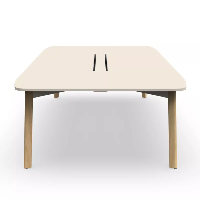 KARL CONFERENCE│Table de réunion - 10-12 personnes -  280x150 - avec trappe │Lin / Chêne massif