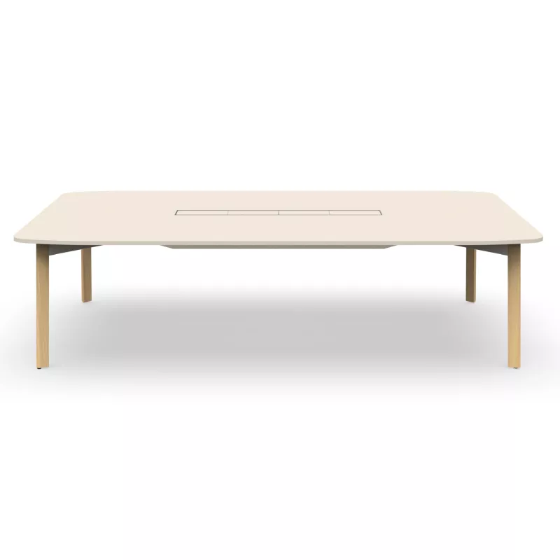 KARL CONFERENCE│Table de réunion - 10-12 personnes -  280x150 - avec trappe │Lin / Chêne massif