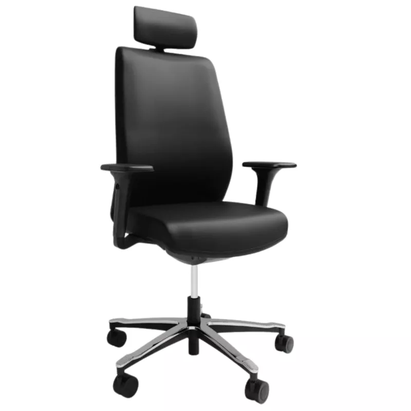 MUNIK│Fauteuil de direction│Têtière│Mousse injectée│cuir noir