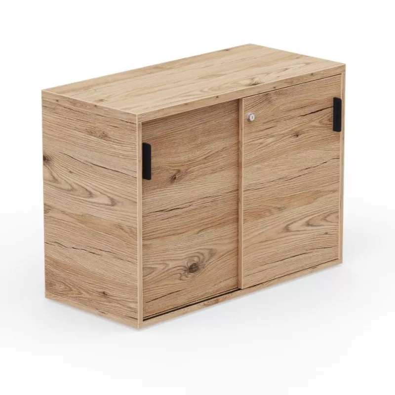 KARA RANGEMENT│Armoire Hauteur bureau x Largeur 100 cm - 2 portes coulissantes│4 coloris à choix