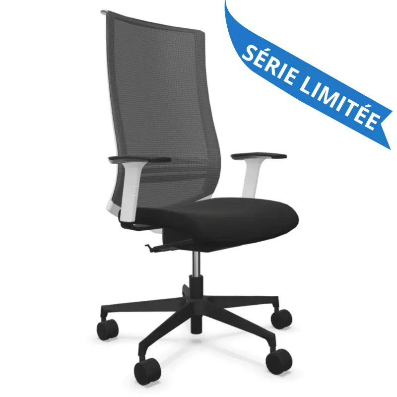 Fauteuil de travail Harmony Série Wave placet noir structure blanche