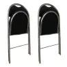 GEO CUIR│Lot de 2 Chaises pliantes similicuir│Noir / Chromé