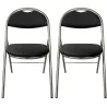GEO CUIR│Lot de 2 Chaises pliantes similicuir│Noir / Chromé