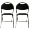 GEO CUIR│Lot de 2 Chaises pliantes similicuir│Noir / Chromé