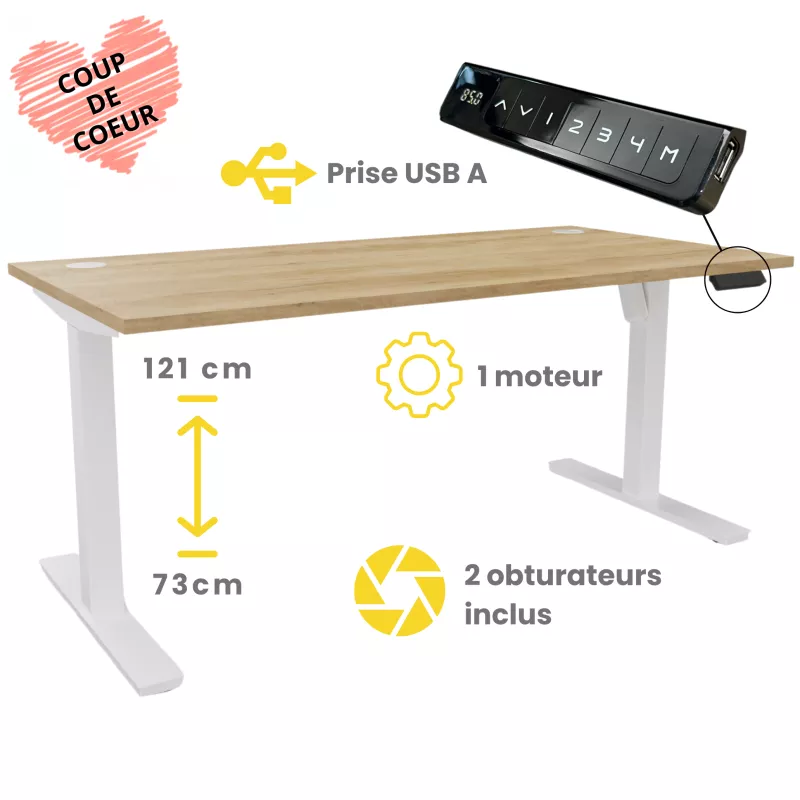 ENVOL ONE│Gamme bureau électrique 4 mémoires simple motorisation