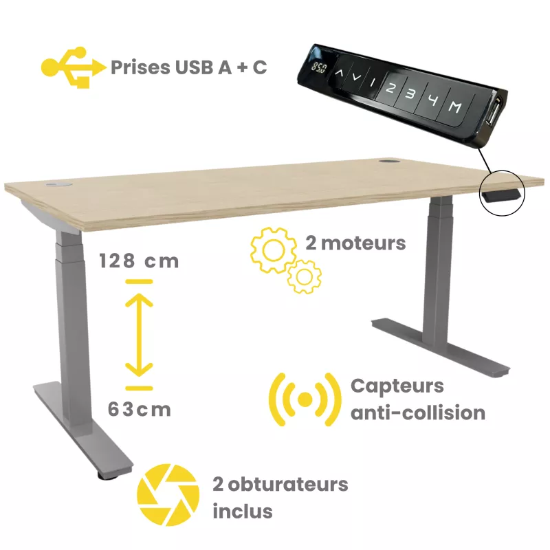ENVOL EVO│Gamme bureau électrique 4 mémoires double motorisation