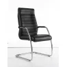 MANHATTAN│Fauteuil visiteur Cuir haut dossier│Noir/Chromé