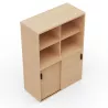 KARA RANGEMENT│Armoire Hauteur 144 x Largeur 100 cm - 2 portes coulissantes + 4 niches ouvertes│4 coloris à choix