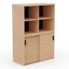 KARA RANGEMENT│Armoire Hauteur 144 x Largeur 100 cm - 2 portes coulissantes + 4 niches ouvertes│4 coloris à choix