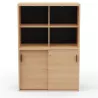 KARA RANGEMENT│Armoire Hauteur 144 x Largeur 100 cm - 2 portes coulissantes + 4 niches ouvertes│4 coloris à choix