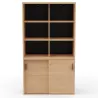 KARA RANGEMENT│Armoire Hauteur 179 x Largeur 100 cm - 2 portes coulissantes + 6 niches ouvertes│4 coloris à choix