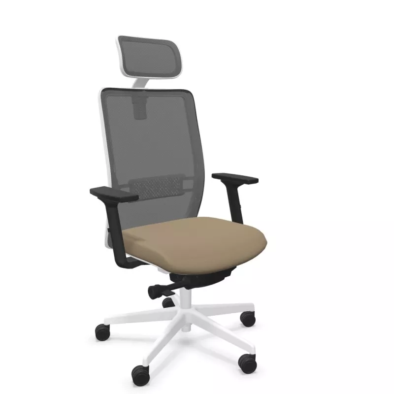 VOLT WHITE│Fauteuil de travail structure blanche avec têtière - Dossier résille