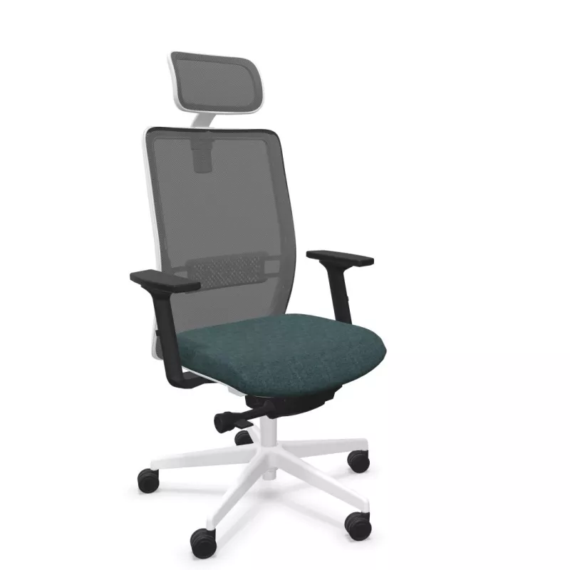 VOLT WHITE│Fauteuil de travail structure blanche avec têtière - Dossier résille