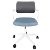 STEELCASE│Modèle QiVi - Siège d'accueil/visiteurs/conférence - Sur roulettes réglable en hauteur│Blanc / Bleu