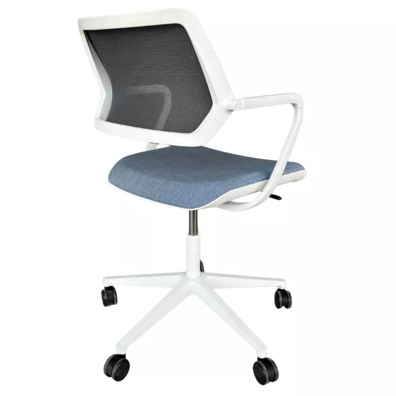 STEELCASE│Modèle QiVi - Siège d'accueil/visiteurs/conférence - Sur roulettes réglable en hauteur│Blanc / Bleu