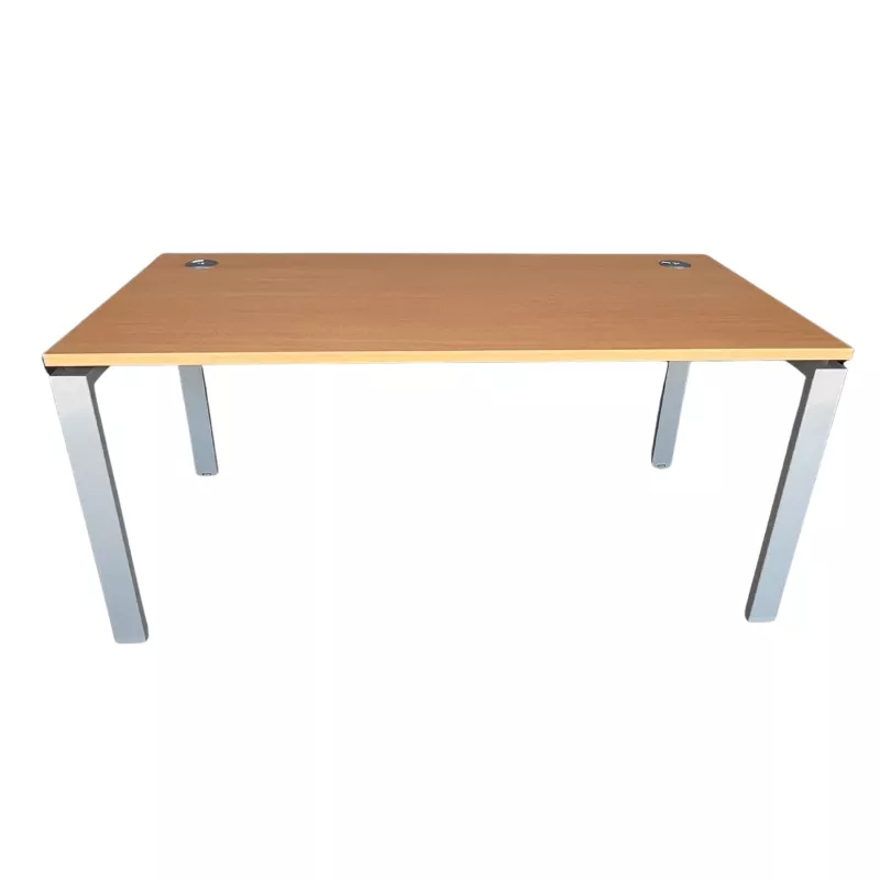 ASTRO│Bureau droit 160x80│Hêtre naturel / Gris aluminium