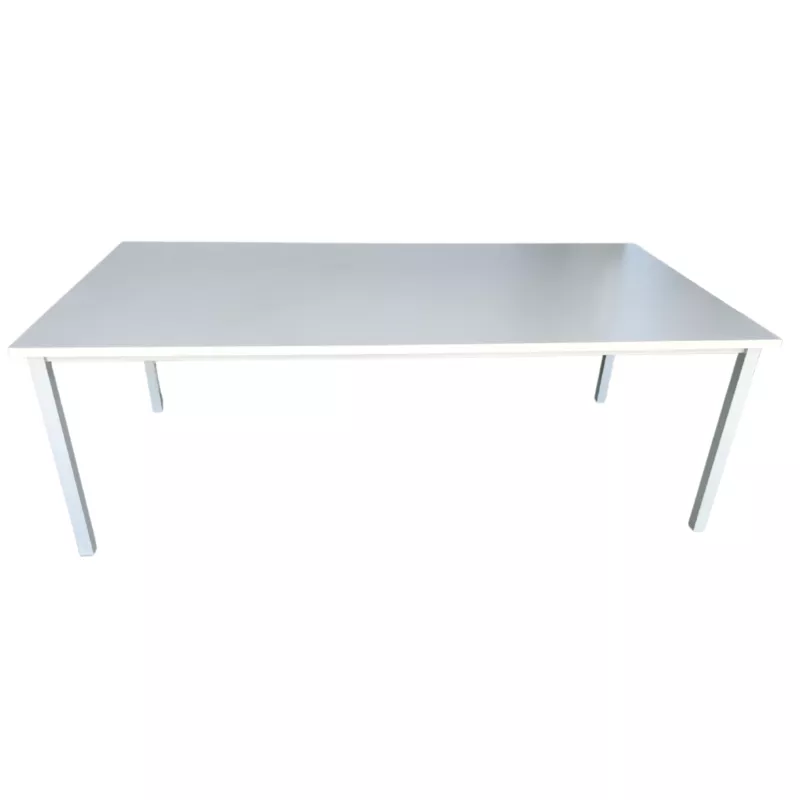 HUND│Bureau droit 200x100│Blanc / Gris alu