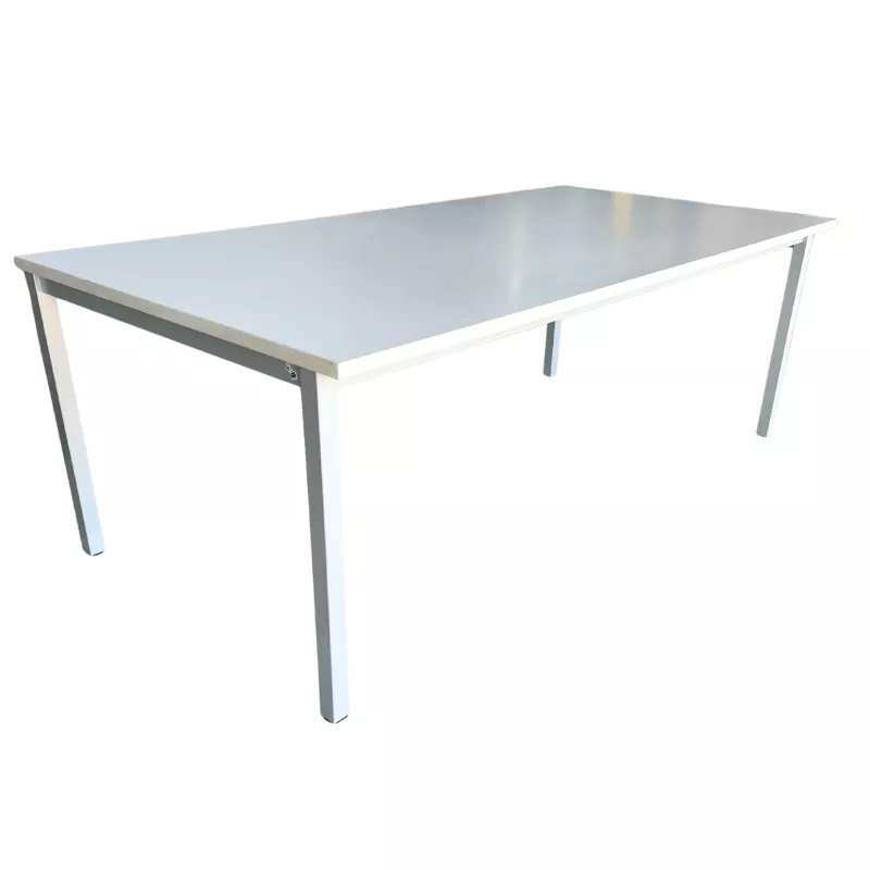 HUND│Bureau droit 200x100│Blanc / Gris alu