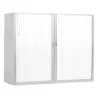ARIV│Armoire rideau bicolore L 100-120 x H 105 cm│Décor bois/Acier