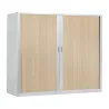 ARIV│Armoire rideau bicolore L 100-120 x H 105 cm│Décor bois/Acier
