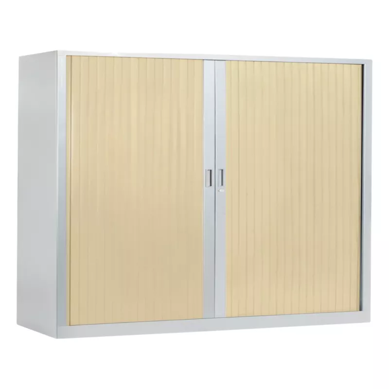 ARIV│Armoire rideau bicolore L 100-120 x H 105 cm│Décor bois/Acier