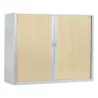ARIV│Armoire rideau bicolore L 100-120 x H 105 cm│Décor bois/Acier