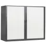 ARIV│Armoire rideau bicolore L 100-120 x H 105 cm│Décor bois/Acier