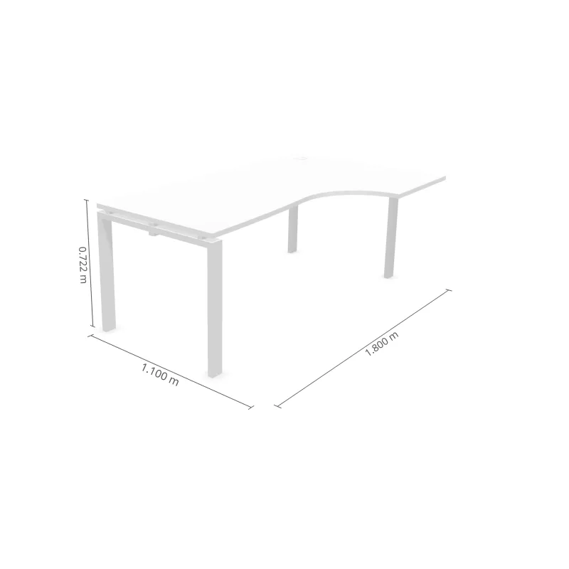 ASTRO│Bureau retour à droite L 180/80 x P 110/60│Blanc/Blanc