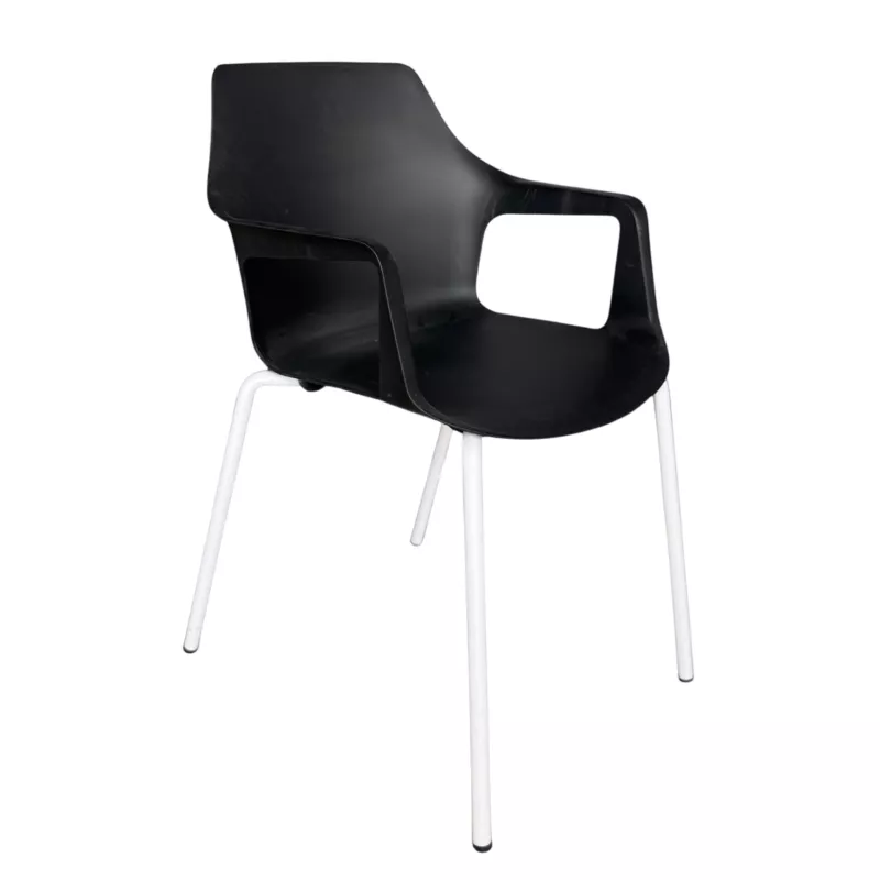 GELATI│Chaise 4 pieds tubes en acier│Noir/Blanc