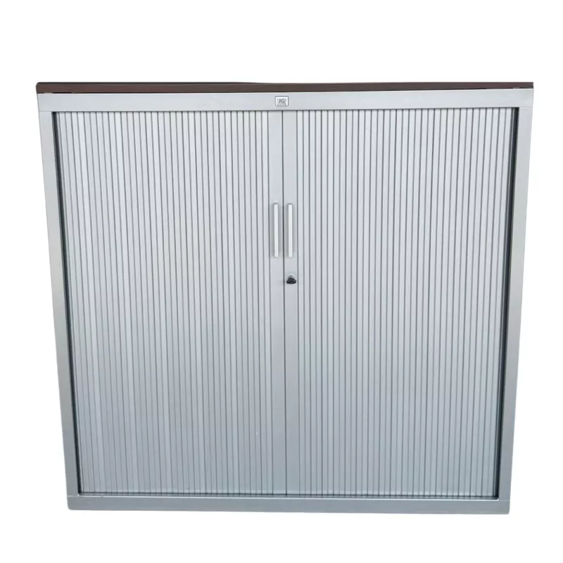 JG GROUP│Armoire basse rideau + Top│L120xH116.5 cm│Wengé/Gris anthracite