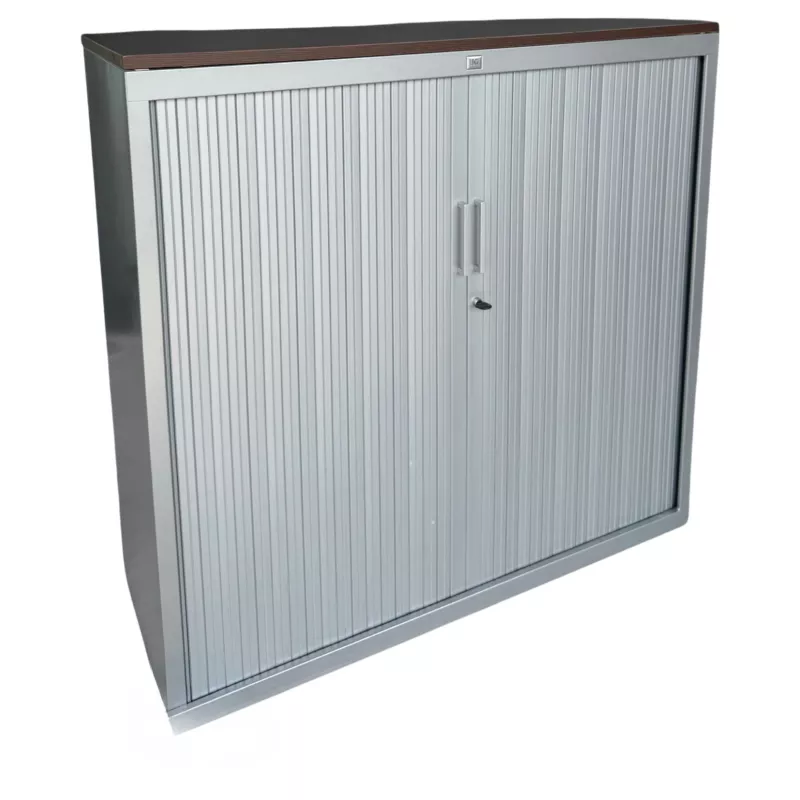 JG GROUP│Armoire basse rideau + Top│L120xH116.5 cm│Wengé/Gris anthracite