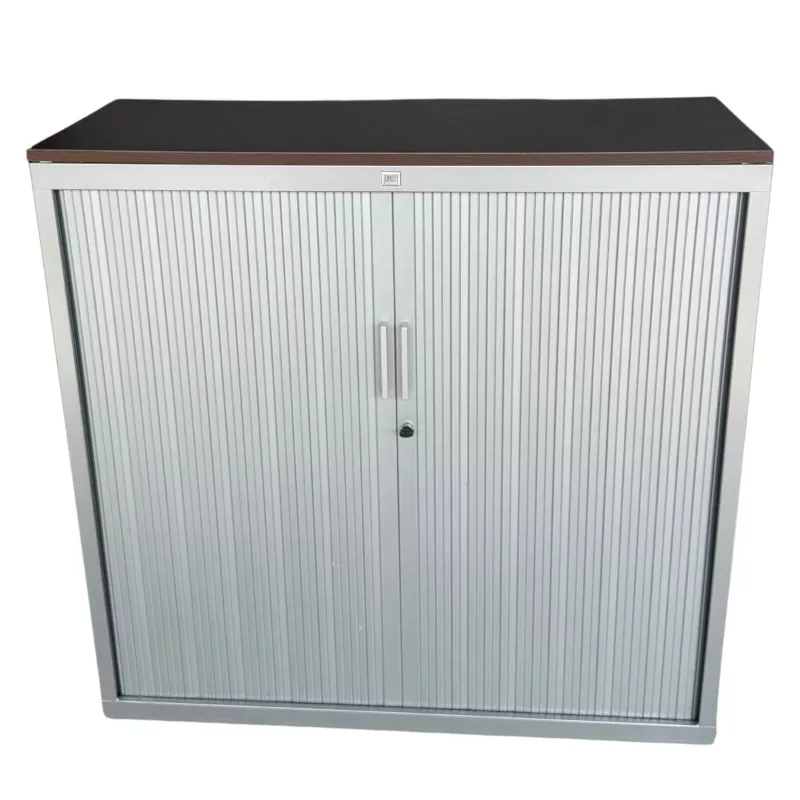 JG GROUP│Armoire basse rideau + Top│L120xH116.5 cm│Wengé/Gris anthracite