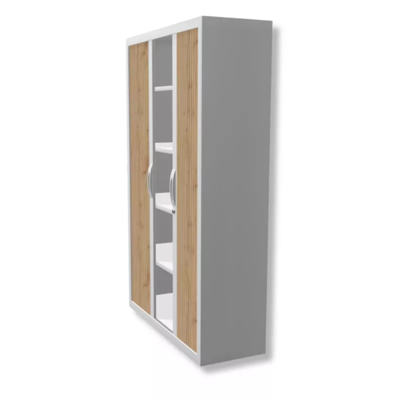 CORTINA│Armoire rideau L 120 x H 198 cm│Gris aluminium - rideaux acacia