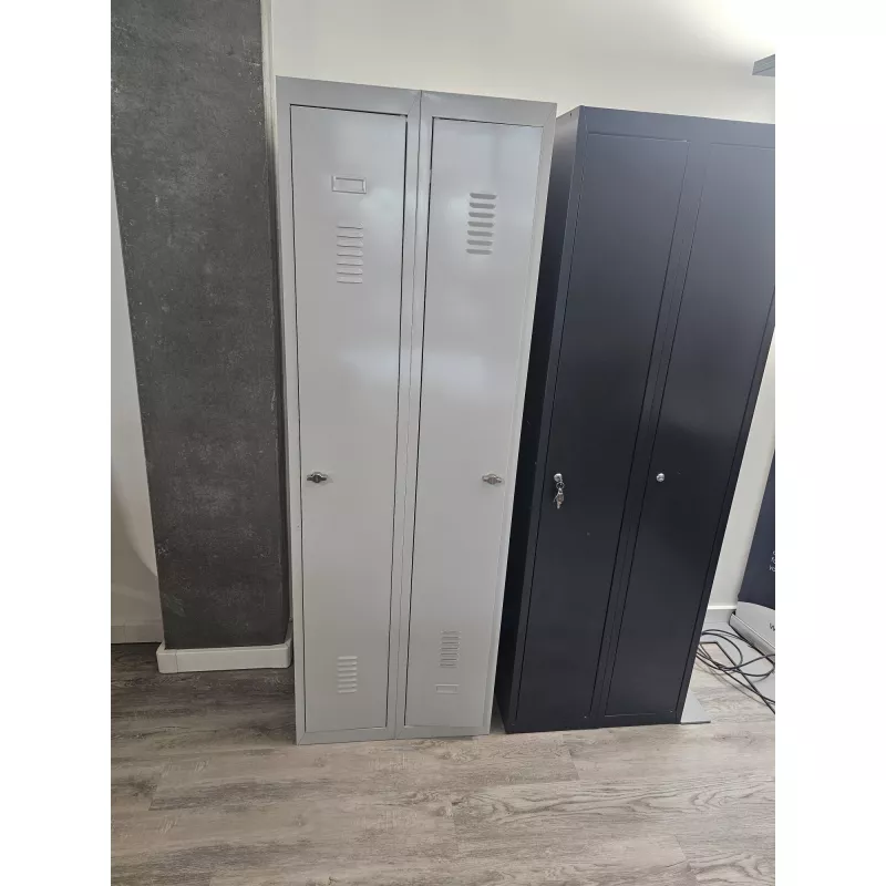 EOL│Vestiaire L 60 x p 50 x H 180 cm - 2 casiers - Industrie Propre │Gris clair