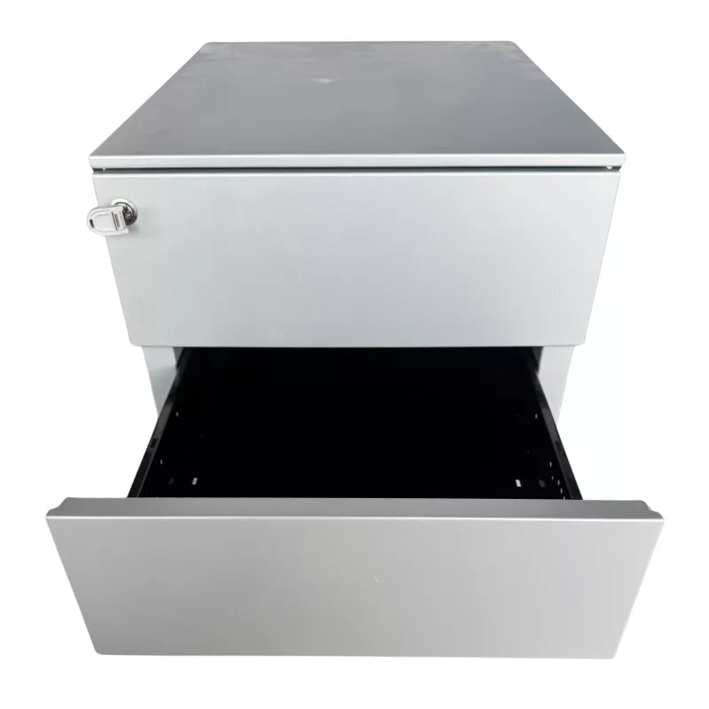 STEELCASE│Caisson sous bureau 3 tiroirs - 666│Profondeur 54 cm│Gris aluminium