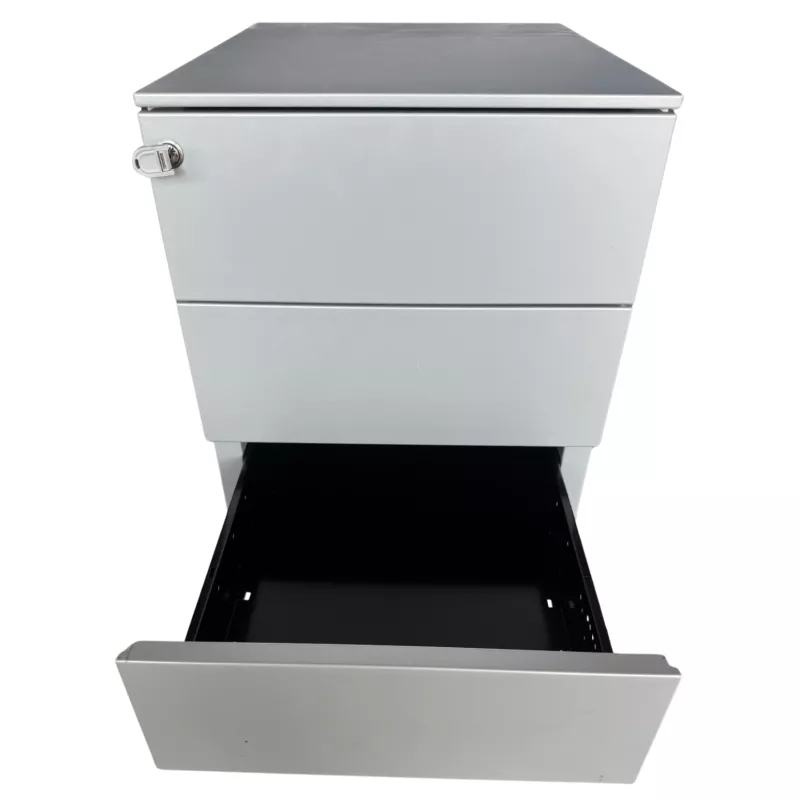 STEELCASE│Caisson sous bureau 3 tiroirs - 666│Profondeur 54 cm│Gris aluminium