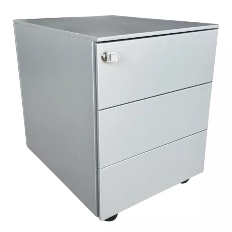 STEELCASE│Caisson sous bureau 3 tiroirs - 666│Profondeur 54 cm│Gris aluminium
