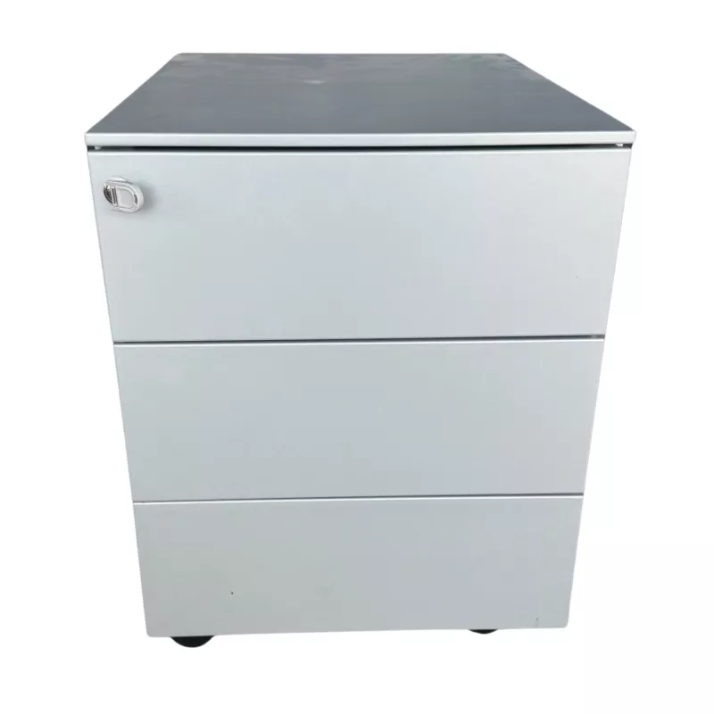 STEELCASE│Caisson sous bureau 3 tiroirs - 666│Profondeur 54 cm│Gris aluminium