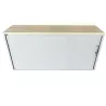 LO LISTA│Armoire rideau L 120 x H 75 cm│Gris Alu/Erable blanc