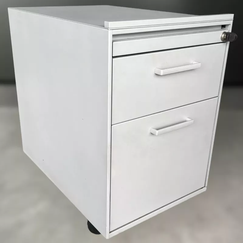 LO LISTA│Caisson sous bureau 964 - 3 Tiroirs │Profondeur 60 cm│Gris alu/Gris clair