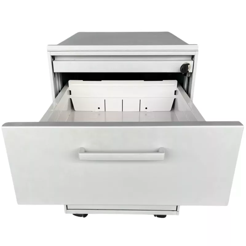 LO LISTA│Caisson sous bureau 964 - 3 Tiroirs │Profondeur 60 cm│Gris alu/Gris clair