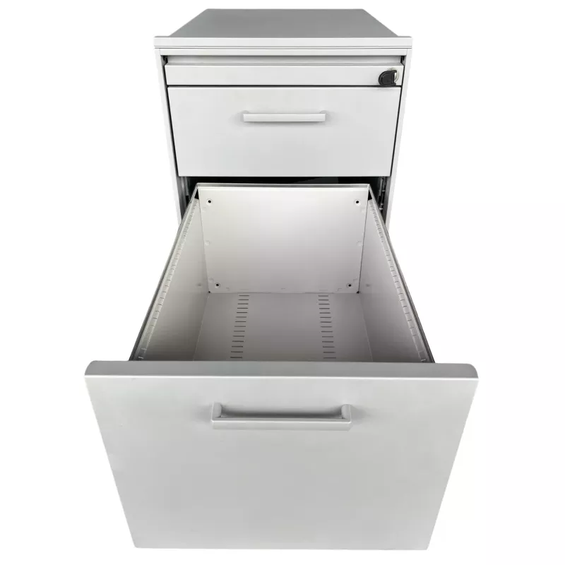 LO LISTA│Caisson sous bureau 964 - 3 Tiroirs │Profondeur 60 cm│Gris alu/Gris clair