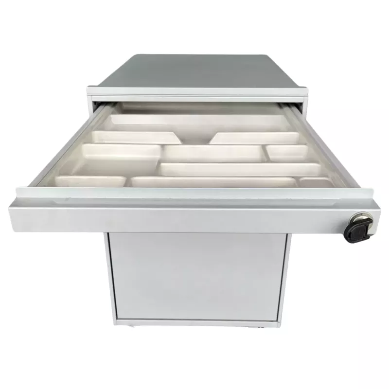LO LISTA│Caisson sous bureau 964 - 3 Tiroirs │Profondeur 60 cm│Gris alu/Gris clair