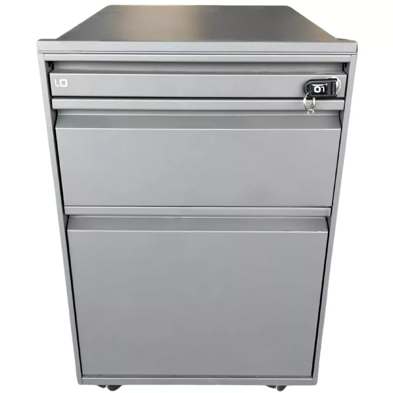 LO LISTA│Caisson sous bureau 964 - 3 Tiroirs │Profondeur 60 cm│Gris anthracite/Gris clair