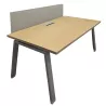 Pack ALEA│Modèle Atreo avec cloison│Bureau L 160 x p 80 cm x H Réglable│Cloison L145cm X H39cm │Petite trappe│Chêne clair/ Gris